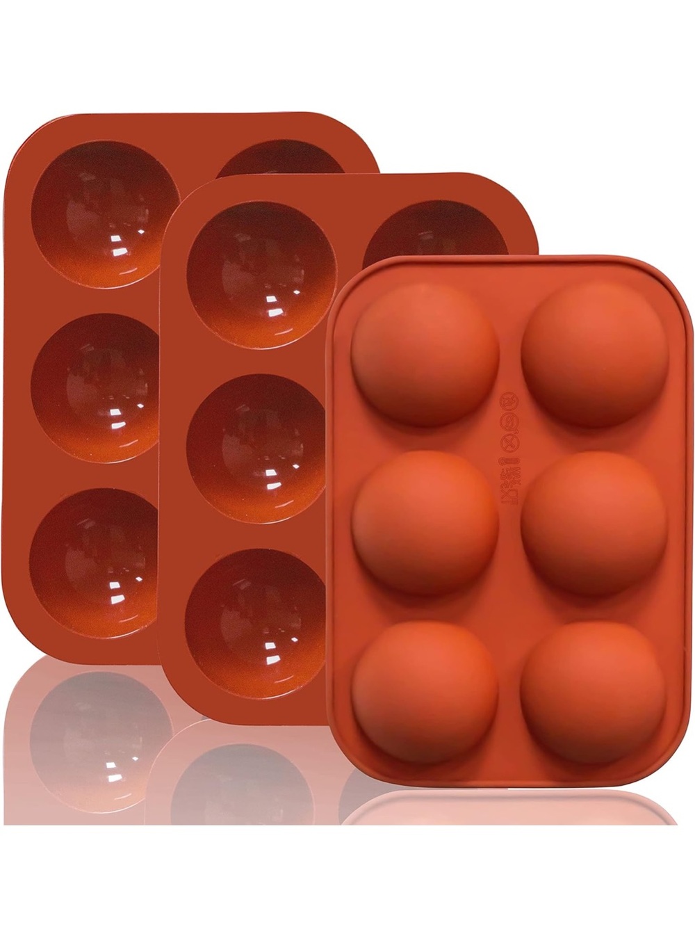 Silicone 6-Cavity Half-Sphere Mold - Rust Orange